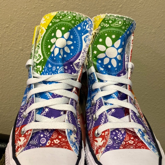 Converse rare rainbow pride all stars tapestry paisley high top sneakers - Picture 4 of 14